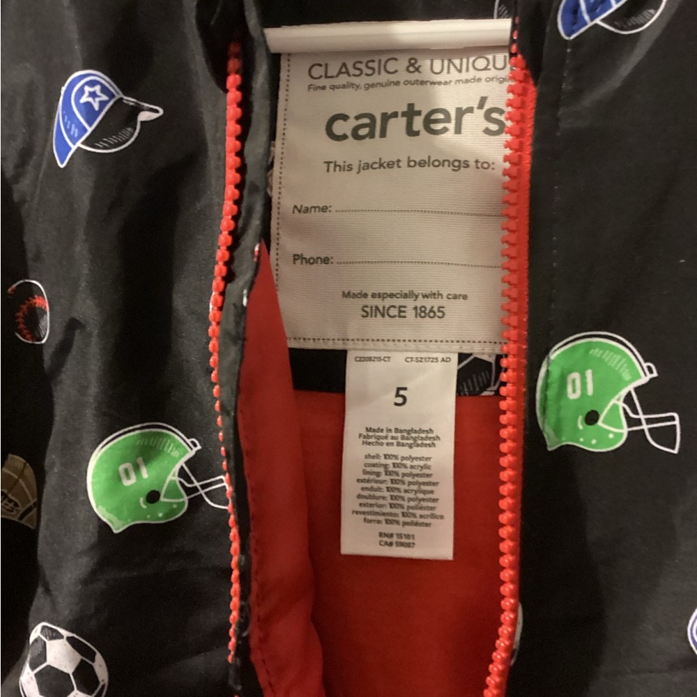 Carter’s boys Rain Jacket size 5 - Picture 2 of 3